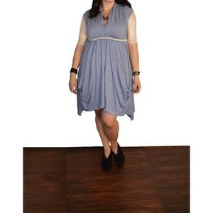 NEW TOUGH LUV lace sleeve goddess pocket dress in blue